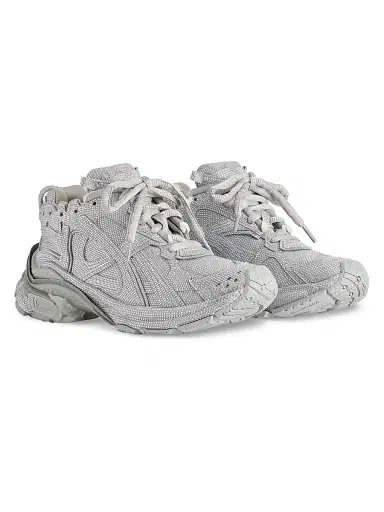 Balenciaga Women's Runner Sneakers with Rhinestones - White - Size 12 | Thumbnail 2