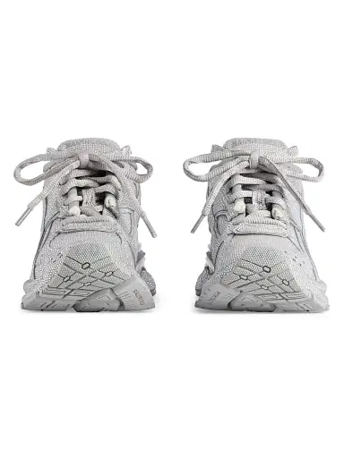 Balenciaga Women's Runner Sneakers with Rhinestones - White - Size 12 | Thumbnail 4