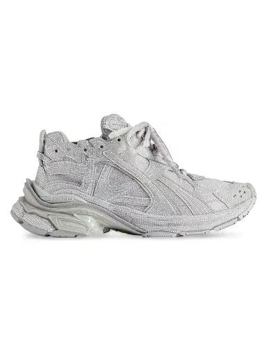 Balenciaga Women's Runner Sneakers with Rhinestones - White - Size 12 | Thumbnail 1