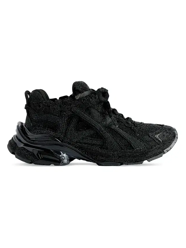 Men's Runner Sneakers with Rhinestones - Black
