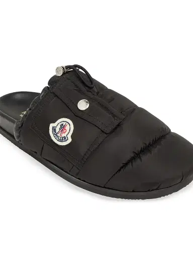 Moncler Women's Mon Pocket Down-Filled Mules in Leather - Black | Thumbnail 2 Moncler Women's Mon Pocket Down-Filled Mules in Leather - Black | Thumbnail 2