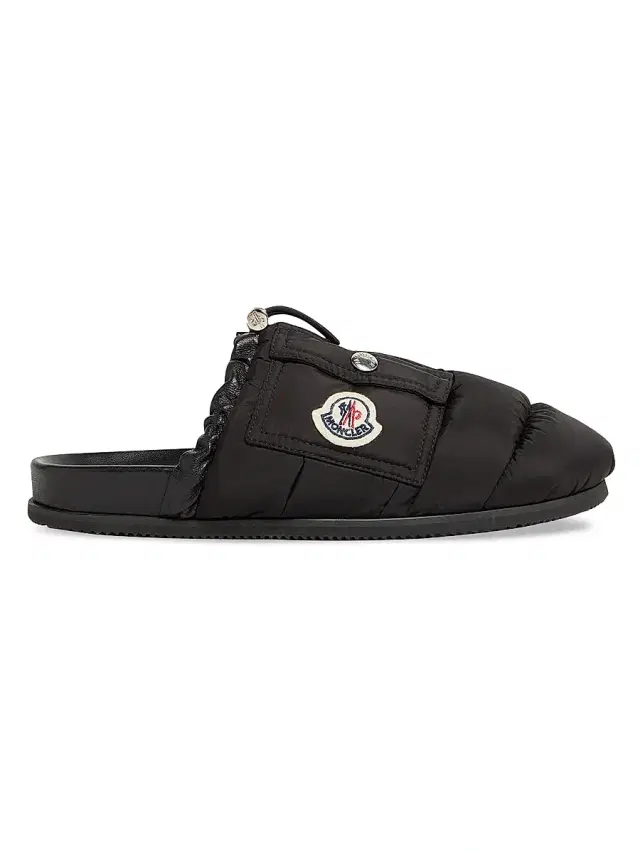 Women's Mon Pocket Down-Filled Mules in Leather - Black