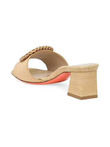Santoni Women's Marta 50MM Raffia & Leather Buckle Mules - Beige - Size 10 | Thumbnail 4 Santoni Women's Marta 50MM Raffia & Leather Buckle Mules - Beige - Size 10 | Thumbnail 4