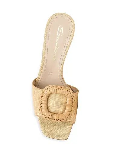 Santoni Women's Marta 50MM Raffia & Leather Buckle Mules - Beige - Size 10 | Thumbnail 5 Santoni Women's Marta 50MM Raffia & Leather Buckle Mules - Beige - Size 10 | Thumbnail 5