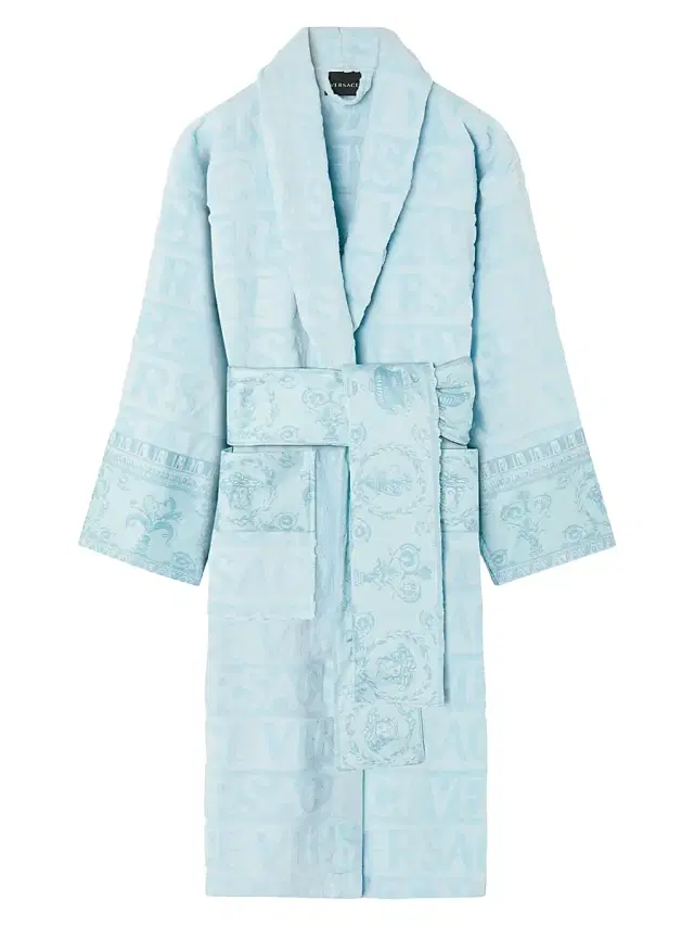 Men's I Love Baroque Cotton Robe - Pale Blue