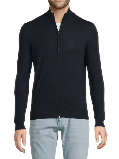 Isaia Men's Fine Gauge Full-Zip Wool Sweater | Thumbnail 3 Isaia Men's Fine Gauge Full-Zip Wool Sweater | Thumbnail 3