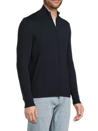 Isaia Men's Fine Gauge Full-Zip Wool Sweater | Thumbnail 4 Isaia Men's Fine Gauge Full-Zip Wool Sweater | Thumbnail 4
