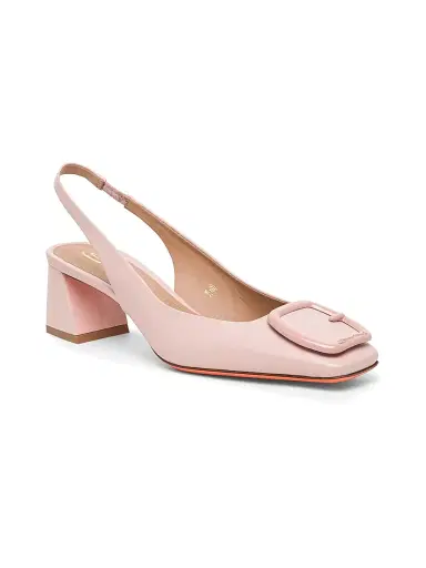 Santoni Women's Lemon 50MM Buckle-Detailed Leather Slingback Pumps - Pink - Size 11 | Thumbnail 2