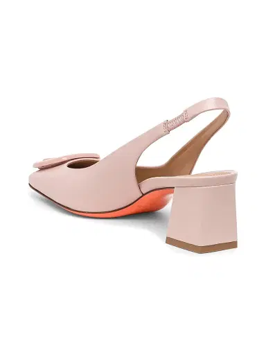 Santoni Women's Lemon 50MM Buckle-Detailed Leather Slingback Pumps - Pink - Size 11 | Thumbnail 4