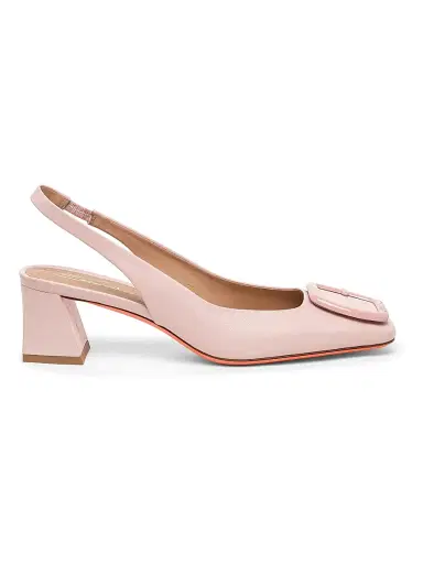 Santoni Women's Lemon 50MM Buckle-Detailed Leather Slingback Pumps - Pink - Size 11 | Thumbnail 1