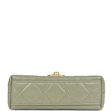 Chanel Chanel Nano Kelly Shopper Khaki Shiny Aged Calfskin Brushed Gold Hardware | Thumbnail 6