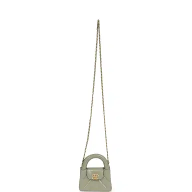 Chanel Chanel Nano Kelly Shopper Khaki Shiny Aged Calfskin Brushed Gold Hardware | Thumbnail 7