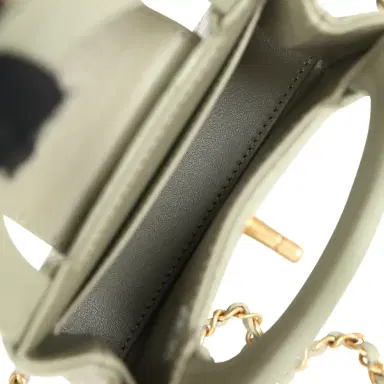 Chanel Chanel Nano Kelly Shopper Khaki Shiny Aged Calfskin Brushed Gold Hardware | Thumbnail 8