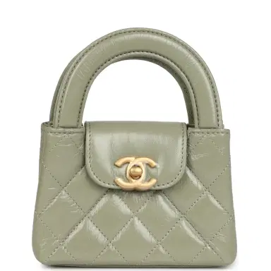 Chanel Chanel Nano Kelly Shopper Khaki Shiny Aged Calfskin Brushed Gold Hardware | Thumbnail 1