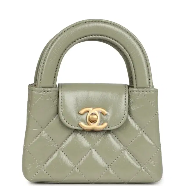 Chanel Chanel Nano Kelly Shopper Khaki Shiny Aged Calfskin Brushed Gold Hardware