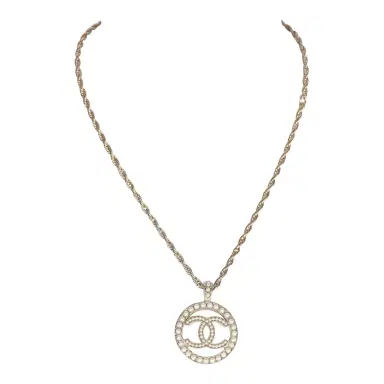 Chanel Chanel Round CC Pearl Pendant Necklace Faux Pearls & Light Gold Tone Hardware | Thumbnail 1 Chanel Chanel Round CC Pearl Pendant Necklace Faux Pearls & Light Gold Tone Hardware | Thumbnail 1
