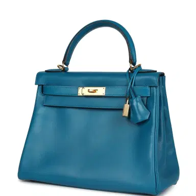 HERMÈS Hermes Kelly Retourne 28 Bleu Izmir Tadelakt Gold Hardware | Thumbnail 5