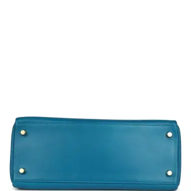 HERMÈS Hermes Kelly Retourne 28 Bleu Izmir Tadelakt Gold Hardware | Thumbnail 6