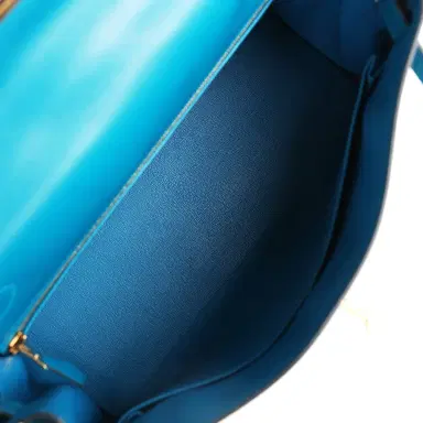 HERMÈS Hermes Kelly Retourne 28 Bleu Izmir Tadelakt Gold Hardware | Thumbnail 8