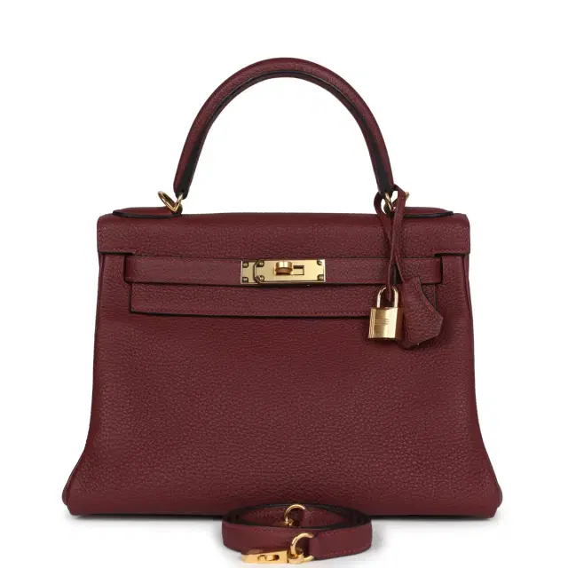 hermes Hermes Kelly Retourne 28 Rouge H Togo Gold Hardware