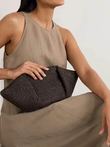 Brunello Cucinelli Pleated Raffia Clutch | Thumbnail 2 Brunello Cucinelli Pleated Raffia Clutch | Thumbnail 2
