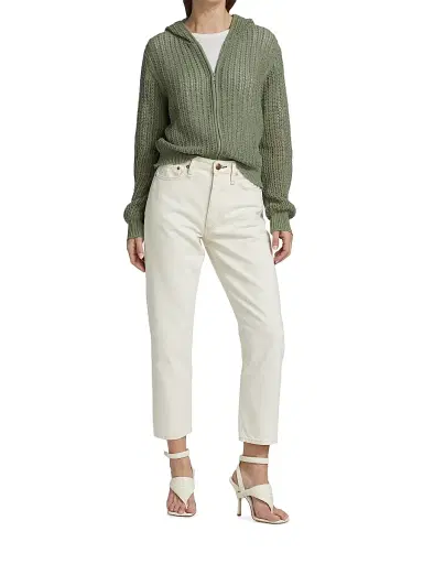 rag & bone Women's Alissa High-Waisted Cropped Barrel-Leg Jeans - Ecru | Thumbnail 2 rag & bone Women's Alissa High-Waisted Cropped Barrel-Leg Jeans - Ecru | Thumbnail 2