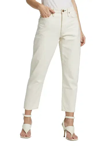 rag & bone Women's Alissa High-Waisted Cropped Barrel-Leg Jeans - Ecru | Thumbnail 3 rag & bone Women's Alissa High-Waisted Cropped Barrel-Leg Jeans - Ecru | Thumbnail 3