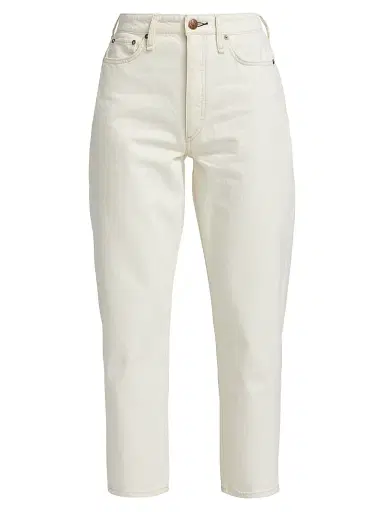 rag & bone Women's Alissa High-Waisted Cropped Barrel-Leg Jeans - Ecru | Thumbnail 1 rag & bone Women's Alissa High-Waisted Cropped Barrel-Leg Jeans - Ecru | Thumbnail 1