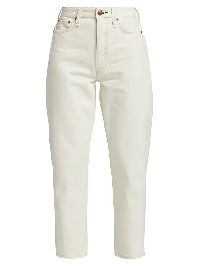rag & bone Women's Alissa High-Waisted Cropped Barrel-Leg Jeans - Ecru