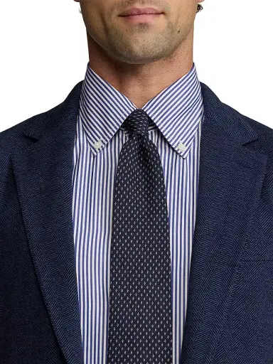 Ralph Lauren Purple Label Men's Neat Cashmere-Silk Tie - Navy | Thumbnail 3 Ralph Lauren Purple Label Men's Neat Cashmere-Silk Tie - Navy | Thumbnail 3