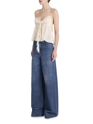 Chloé Women's Silk Tie-Front Cami Top - Dusty White | Thumbnail 2