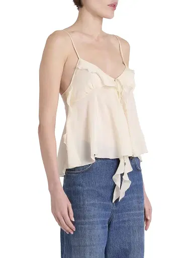 Chloé Women's Silk Tie-Front Cami Top - Dusty White | Thumbnail 4