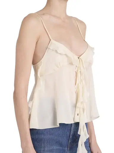 Chloé Women's Silk Tie-Front Cami Top - Dusty White | Thumbnail 6