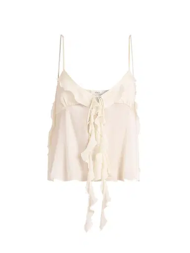 Chloé Women's Silk Tie-Front Cami Top - Dusty White | Thumbnail 1
