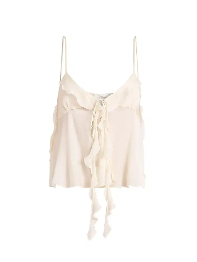 Women's Silk Tie-Front Cami Top - Dusty White