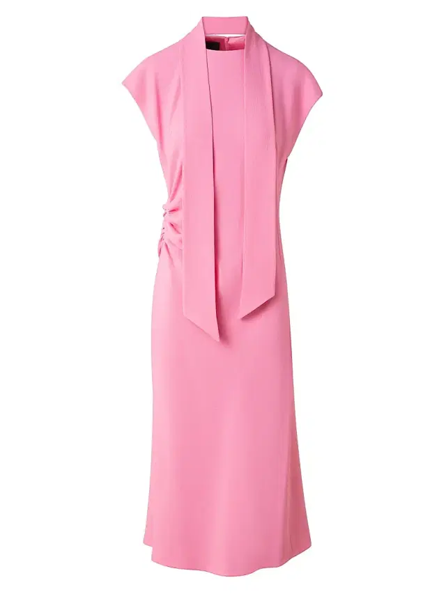 Akris Women's Crepe Ruched Waist Midi-Dress - Pink