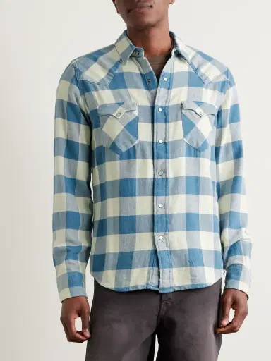 RRL Buffalo-Checked Cotton and Linen-Blend Flannel Shirt - Men | Thumbnail 3