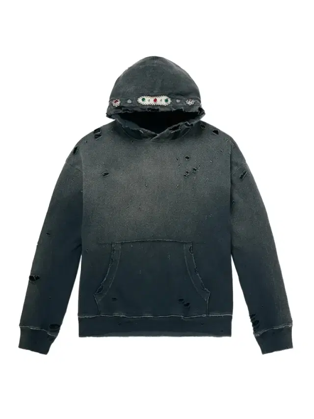 KAPITAL Embellished Suede-Trimmed Distressed Cotton-Jersey Hoodie - Men