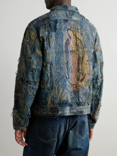 KAPITAL Boro Distressed Patchwork Denim Jacket - Men | Thumbnail 4