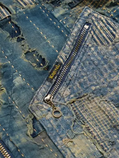 KAPITAL Boro Distressed Patchwork Denim Jacket - Men | Thumbnail 5