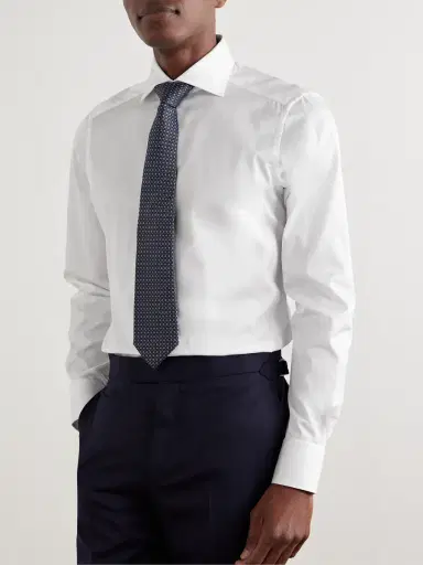Zegna Cutaway-Collar Cotton-Twill Shirt - Men | Thumbnail 2