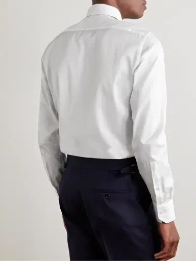 Zegna Cutaway-Collar Cotton-Twill Shirt - Men | Thumbnail 3