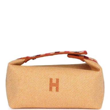 HERMÈS Hermes Bride A Brac Carre Case PM Fauve Merino Wool Palladium Hardware | Thumbnail 1 HERMÈS Hermes Bride A Brac Carre Case PM Fauve Merino Wool Palladium Hardware | Thumbnail 1