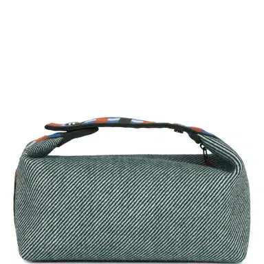 HERMÈS Hermes Bride-A-Brac Au Carre Case PM Vert Foret H Natte Canvas and Wool Palladium Hardware | Thumbnail 4 HERMÈS Hermes Bride-A-Brac Au Carre Case PM Vert Foret H Natte Canvas and Wool Palladium Hardware | Thumbnail 4