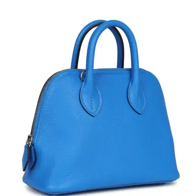 HERMÈS Hermes Mini 1923 Bolide Bleu France Evercolor Palladium Hardware | Thumbnail 2