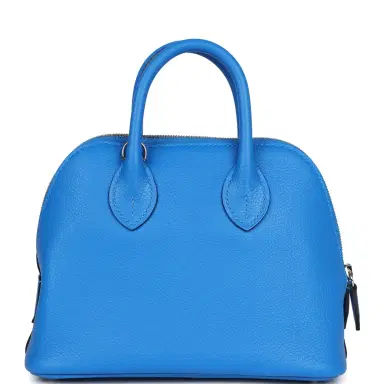 HERMÈS Hermes Mini 1923 Bolide Bleu France Evercolor Palladium Hardware | Thumbnail 4