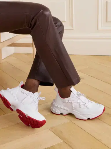 Christian Louboutin Trailrun Studded Mesh, Leather And Neoprene Sneakers | Thumbnail 2 Christian Louboutin Trailrun Studded Mesh, Leather And Neoprene Sneakers | Thumbnail 2