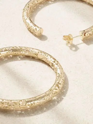 Sydney Evan Large Icon Wallpaper 14-karat Gold Hoop Earrings | Thumbnail 3 Sydney Evan Large Icon Wallpaper 14-karat Gold Hoop Earrings | Thumbnail 3