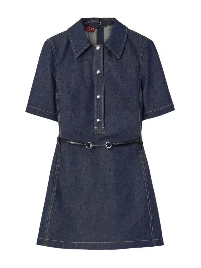 Belted Leather-trimmed Denim Mini Dress