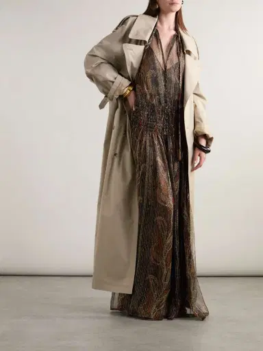 Saint Laurent Smocked Metallic Paisley-print Silk-blend Chiffon Maxi Dress | Thumbnail 2 Saint Laurent Smocked Metallic Paisley-print Silk-blend Chiffon Maxi Dress | Thumbnail 2